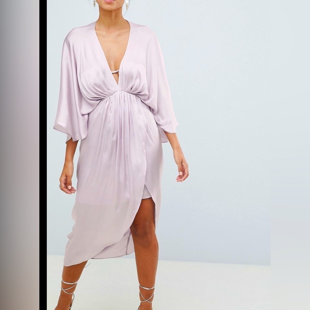 NWT Asos Kimono dress size 4 Elegant Light Purple Midi Dress